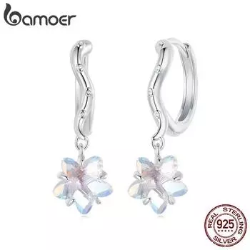 Женские серьги-кольца BAMOER из стерлингового серебра 925 пробы, изящные позолоченные серьги, гипоаллергенные серьги-кольца в виде осьминога, морская звезда, подарок SCE1743