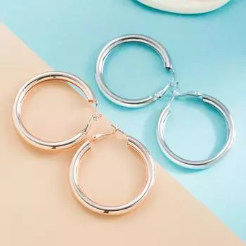 Женские серьги-кольца C-образные полые серьги из розового золота с гальваническим покрытием OneSize золотой