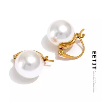 Женские серьги-кольца Eetit из нержавеющей стали с искусственным жемчугом