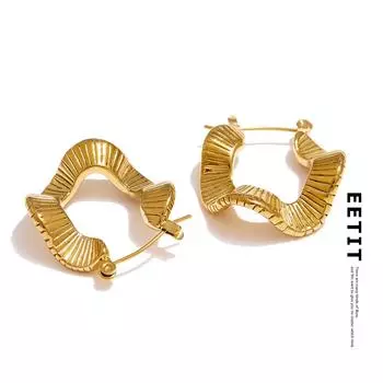 Женские серьги-кольца Eetit с нестандартной витой геометрической формой из нержавеющей стали