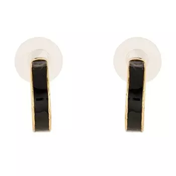 Женские серьги-кольца Estele Gold Tone, черные, широкие, с эмалью