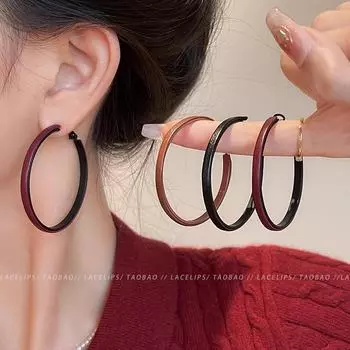 Женские серьги-кольца из кожи в стиле ретро из Гонконга — преувеличенный, универсальный, модный стиль A1956 коричневый