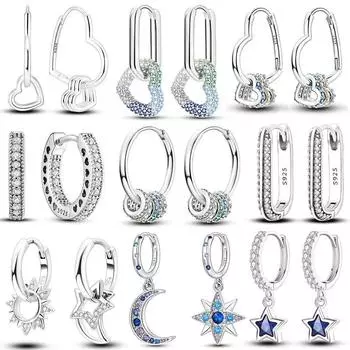 Женские серьги-кольца из серебра 925 пробы с цирконием в форме сердца, оригинальные серьги, модные украшения белый