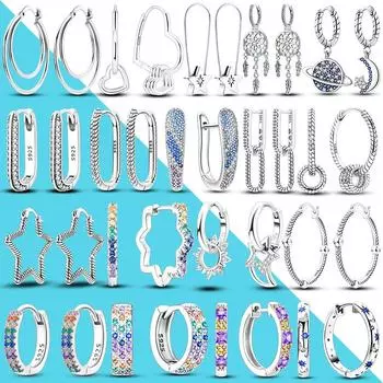 Женские серьги-кольца из стерлингового серебра S925, роскошные серьги с цирконием U-образной формы, подарок для девушки