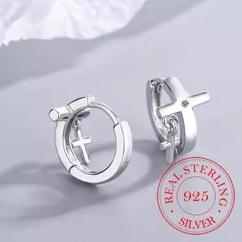 Женские серьги-кольца из стерлингового серебра 925 пробы с кристаллами, простые корейские серьги, ювелирные изделия для свадебной вечеринки, подарок Jkfdfda