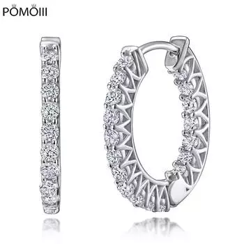 Женские серьги-кольца из стерлингового серебра 925 пробы с муассанитом, драгоценный камень, свадебная вечеринка, изящные ювелирные изделия