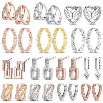 Женские серьги-кольца из стерлингового серебра 925 пробы, сертифицированные оригинальные трендовые ювелирные изделия, роскошные серьги в форме сердца из настоящего серебра 925 пробы белый