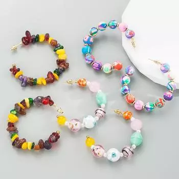 Женские серьги-кольца с геометрическим шаром серии из сплава, резиновые красочные модные универсальные серьги OneSize кофейный