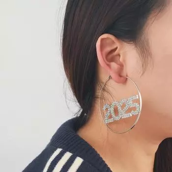 Женские серьги-кольца со стразами в стиле бохо 2025 года — преувеличенный цифровой блеск золотой