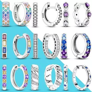 Женские серьги-кольца, сверкающее серебро 925 пробы, роскошные ювелирные изделия с цирконием, подарок для свадьбы, помолвки, простота, серьги