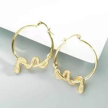 Женские серьги-кольца в богемном стиле О-образной формы, креативные рисовые бусины, преувеличенные аксессуары, серьги OneSize золотой