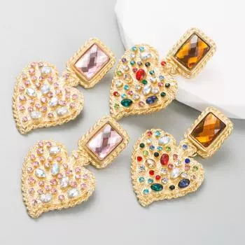 Женские серьги-кольца в богемном стиле О-образной формы, креативные рисовые бусины, преувеличенные аксессуары, серьги OneSize розовый