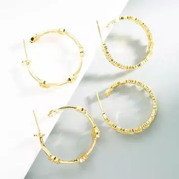 Женские серьги-кольца в богемном стиле О-образной формы, креативные рисовые бусины, преувеличенные аксессуары, серьги OneSize