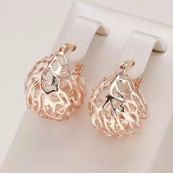 Женские серьги-кольца в форме полой корзины, модные аксессуары цвета розового золота, повседневные украшения