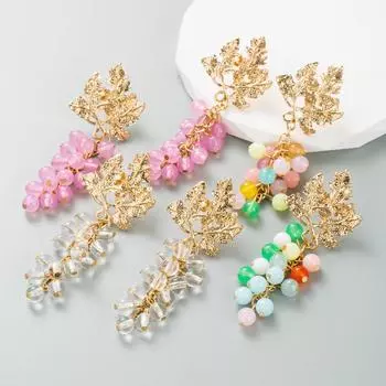 Женские серьги, креативные длинные серьги из цветной смолы с виноградом, универсальный темперамент, серьги-капли премиум-класса OneSize прозрачный