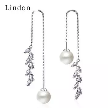 Женские серьги Lindon, длинные асимметричные серьги-капли, женские линии ушей, нежный подарок, оптовая продажа белый