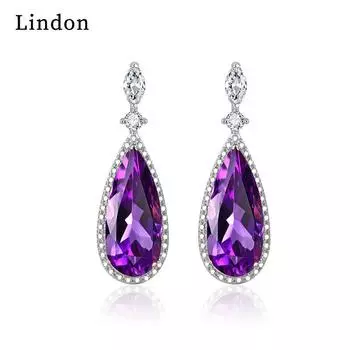 Женские серьги Lindon из медного сплава с цирконием, серьги-капли для женщин, подарки для свадебной вечеринки фиолетовый