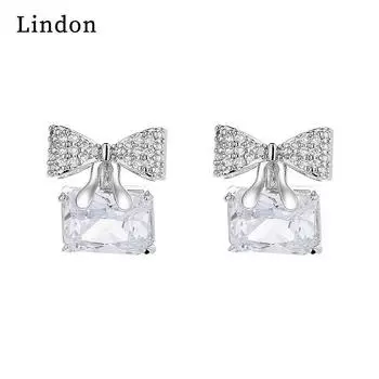 Женские серьги Lindon из медного сплава с цирконием, серьги-капли для женщин, подарки для свадебной вечеринки белый