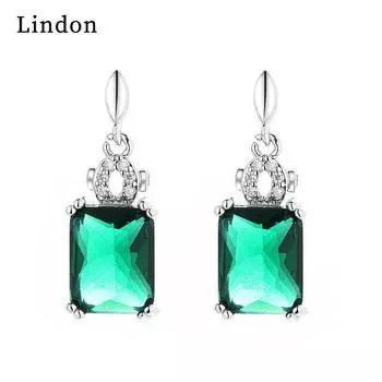 Женские серьги Lindon из медного сплава с цирконием, серьги-капли для женщин, подарки для свадебной вечеринки зелёный