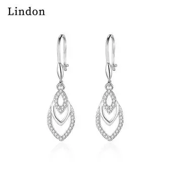 Женские серьги Lindon из медного сплава с цирконием, серьги-капли для женщин, подарки для свадебной вечеринки серебряный