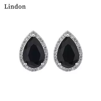 Женские серьги Lindon из медного сплава с цирконием, серьги-капли для женщин, подарки для свадебной вечеринки чёрный