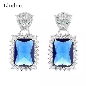 Женские серьги Lindon из медного сплава с цирконием, серьги-капли для женщин, подарки для свадебной вечеринки зелёный
