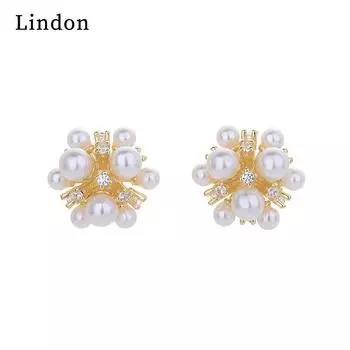 Женские серьги Lindon из медного сплава с синтетическим жемчугом и цирконием, серьги-капли для женщин, подарки для свадебной вечеринки золотой