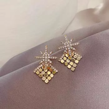 Женские серьги, новые модные серьги с шестиконечной звездой, кулон, темперамент, индивидуальные серьги-вспышки, ювелирные изделия для женщин