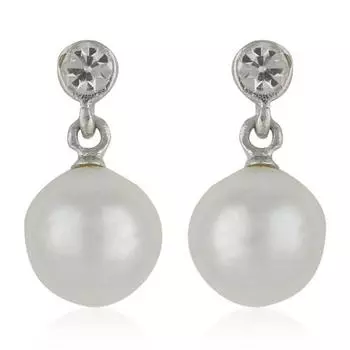 Женские серьги-подвески Estele с родиевым жемчугом