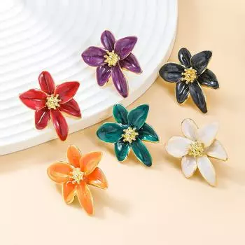 Женские серьги-подвески из сплава с цветочным узором в европейском и американском стиле фиолетовый