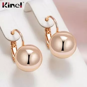 Женские серьги-подвески Kinel из розового золота с шариками, минималистичный дизайн, трендовые украшения розового золота