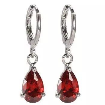 Женские серьги-подвески с аметистом в форме слезы красный