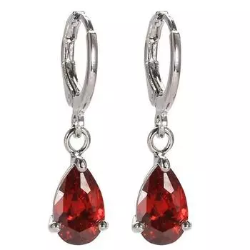 Женские серьги-подвески с аметистом в форме слезы из стерлингового серебра 925 пробы красный