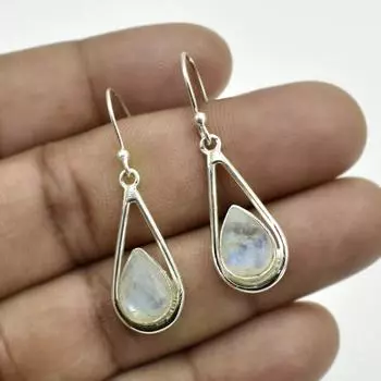 Женские серьги-подвески с лунным камнем, серьги из стерлингового серебра 925 пробы, серьги с кабошоном, подарок на день матери