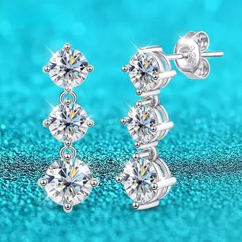 Женские серьги-подвески с муассанитом 3,6 карата, цвет D, 18 карат, 100% серебро S925, классические свадебные украшения, оптовая продажа
