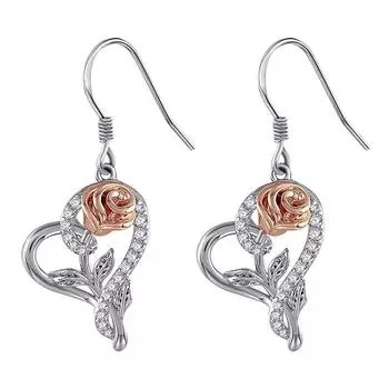 Женские серьги-подвески с розами