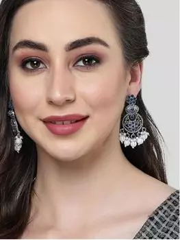 Женские серьги-подвески серебристо-голубого цвета с жемчугом и жемчугом