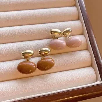 «Женские серьги-подвески в стиле ретро с бобами Майяра 2024 года осень/зима — стиль Гонконга, универсальность и элегантность» A2056 кофейный