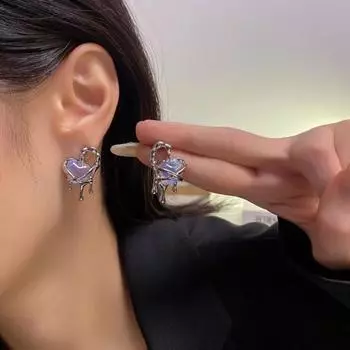 Женские серьги, популярные изысканные очаровательные женские серьги, элегантные серьги с искусственным лунным камнем, элегантные серьги, модные аксессуары серебряный