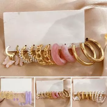 Женские серьги, привлекательные износостойкие геометрические нежные подвески, декоративные антикоррозийные обручи-бабочки, круг розовый