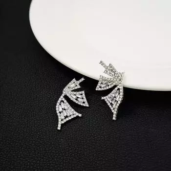 Женские серьги-пусеты-бабочки со съемными украшениями из циркона серебряный