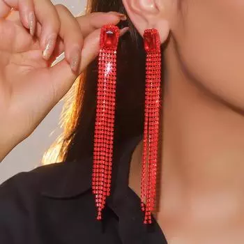 Женские серьги Роскошные блестящие длинные серьги с бахромой Модные универсальные серьги со стразами 1 пара