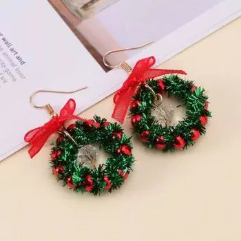 Женские серьги, Рождественская елка, венок, ювелирные изделия из искусственного хрусталя, легкий вес