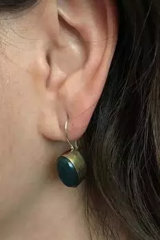 Женские серьги ручной работы из серебряного зеленого агата азиатской серии с камнем