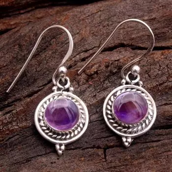 Женские серьги с аметистом и лабрадором, ювелирные изделия ручной работы из 100% стерлингового серебра 925 пробы фиолетовый