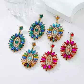 Женские серьги с бриллиантами Bohemian Flower & Devil s Eye 2024 года розы красного