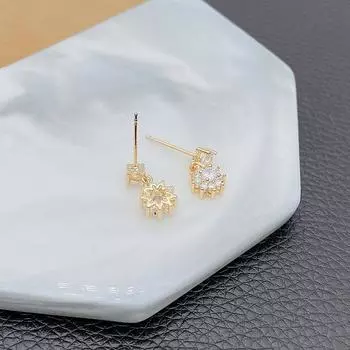 Женские серьги с бриллиантами из натурального 14-каратного золота Aretes De Plata De Ley, однотонные серьги-капли из серебра 925 пробы с бриллиантами из серебра 925 пробы золотой