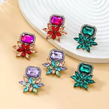 Женские серьги с бриллиантами в европейском стиле с преувеличенным цветочным узором