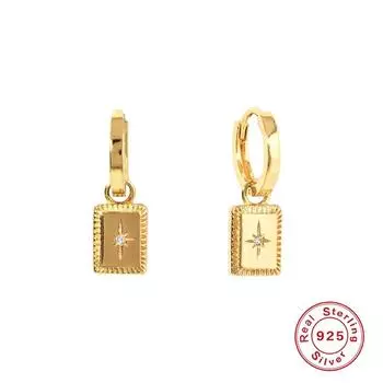 Женские серьги с цирконом из стерлингового серебра 925 пробы с покрытием из 18-каратного золота в форме замка золотой