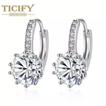 Женские серьги с цветными камнями, модные и стильные серьги, легкий роскошный семицветный циркон белый